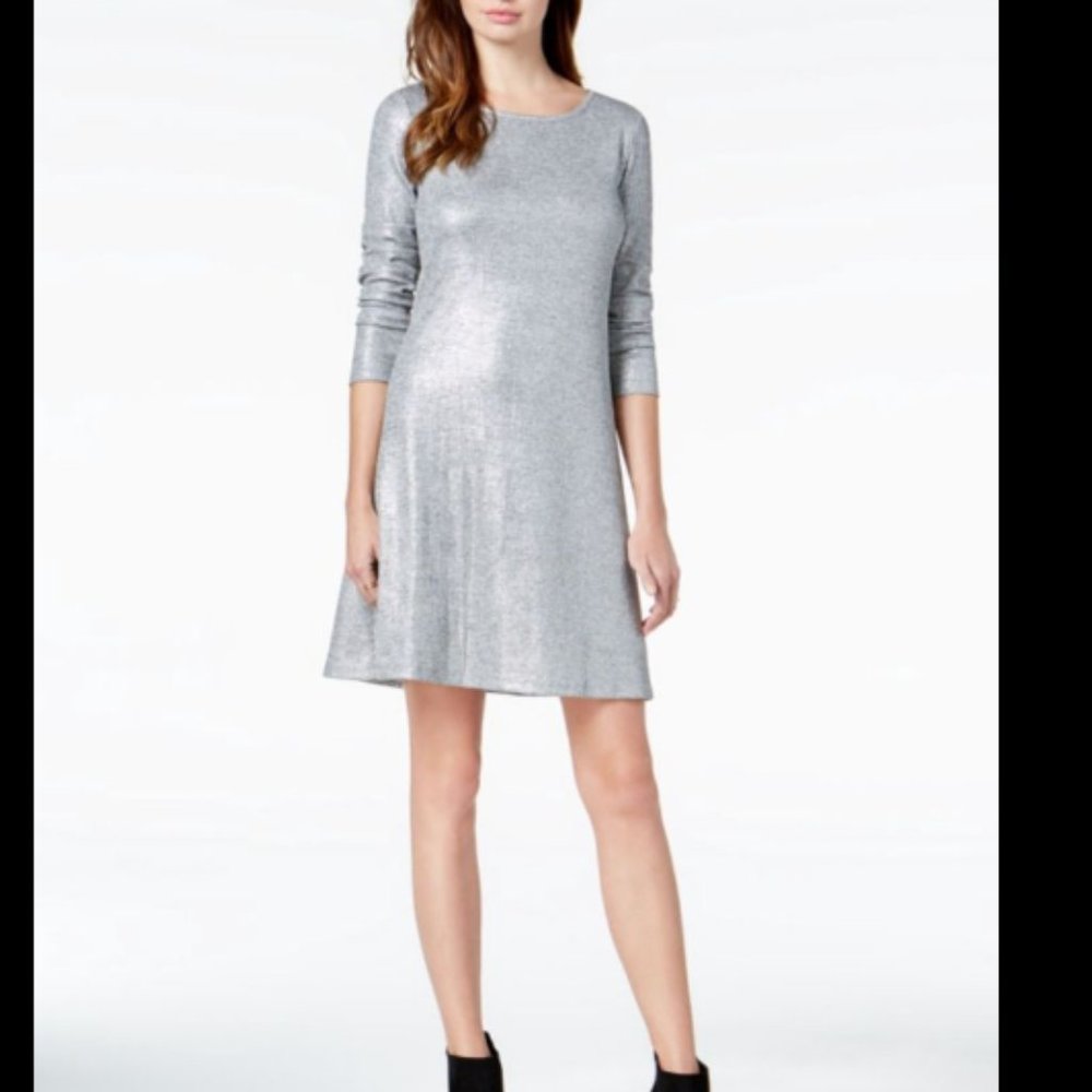 Bar III Dress, Silver Textured